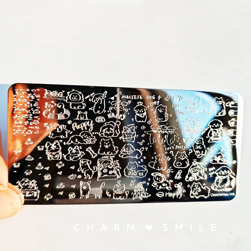 Cartoon Characters Stamping Plates  French Line Geometry  Flowers Leaves Animals Image Stainless Steel Nail Art Template Stencil