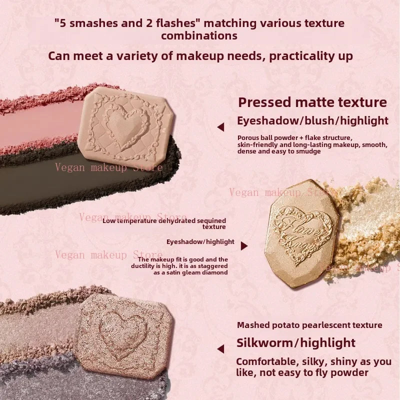 Flowerknows Strawberry Cupid Collection Facial Complexion Palette Blush Eyeshadow Highlighter Flower Know Face Bronzer Palette