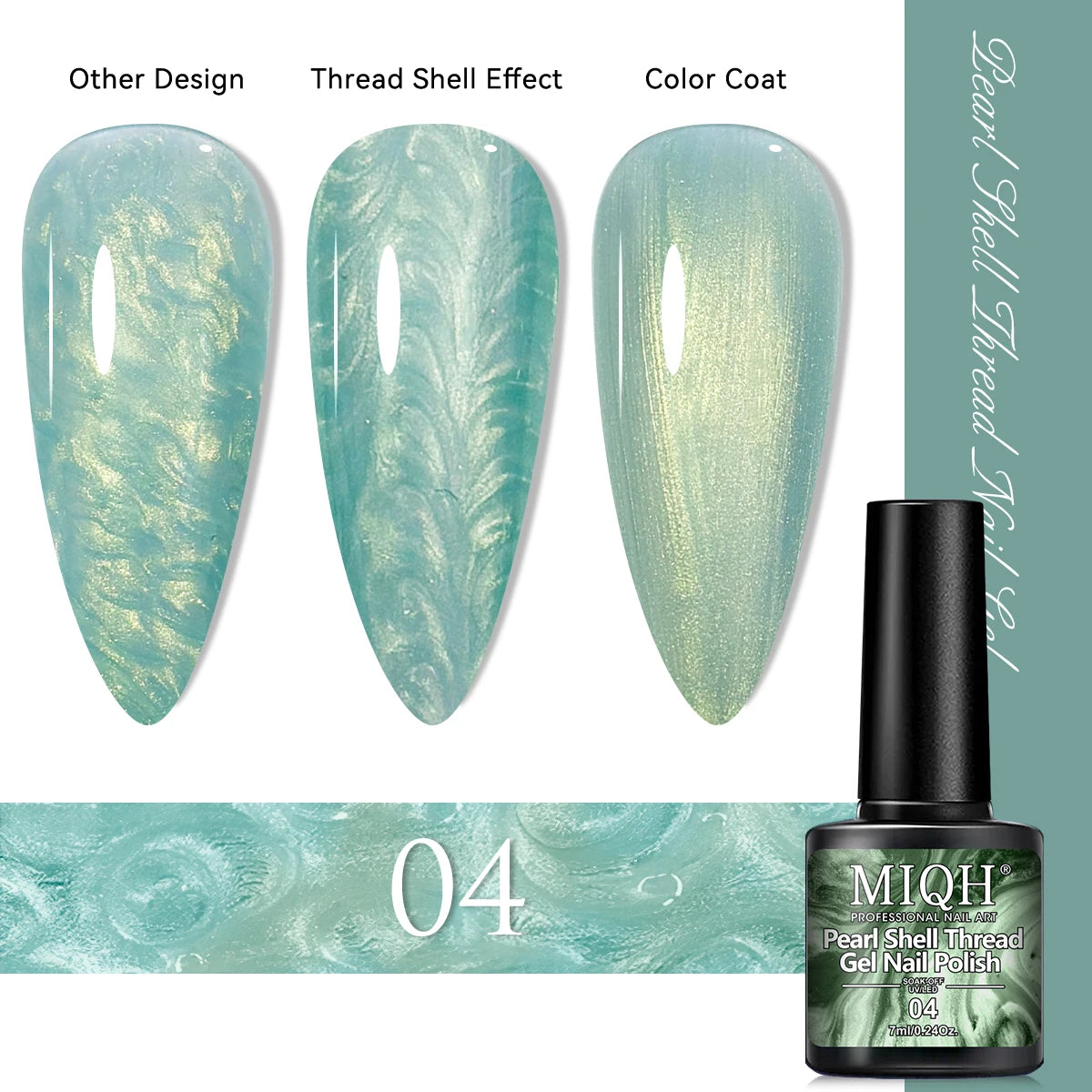 7ml Pearl Gel Nail Polish Set, White Purple Blue Glitter Shell Gel Polish, Soak Off UV LED Curing Pearlescent Gel Polish Swirl T