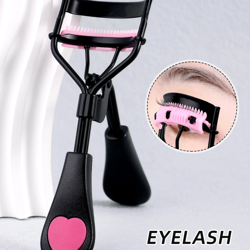 1 stainless steel eyelash curler with comb, lasting shaping big eyes, no harm to eyelashes, suitable for all eye types and eye e