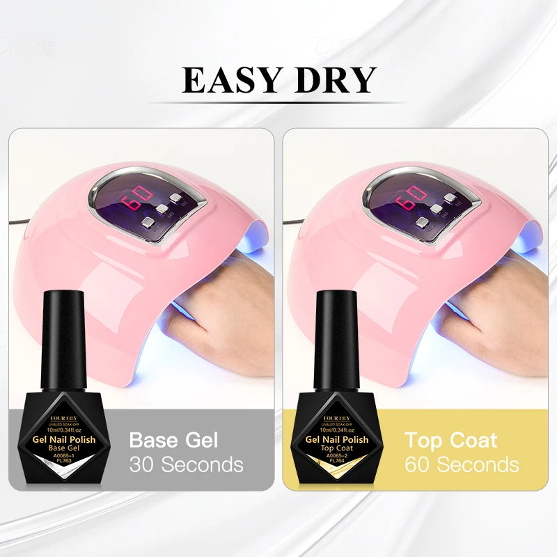 FOUR LILY 10ml Base Gel, Top Coat, Matte Top Coat Functional Nail Care Long Lasting UV/LED Varnish Gel Nail Polish Manicure