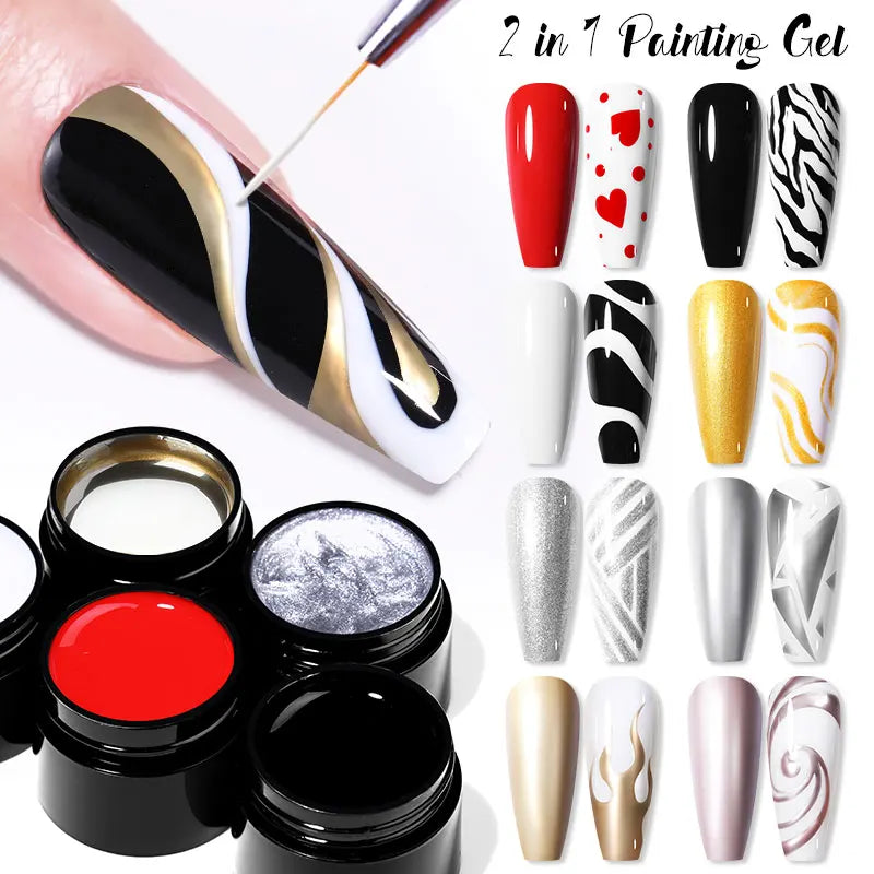 BORN PRETTY 5ml Metallic Painting Gel Polish Super Bright Silver Mirror Gel Sparkling Glitter Soak Off UV LED Gel Nail Art DIY