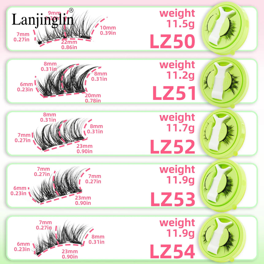 1 Pair Reusable Magnetic Lashes 3D Natural Fluffy Magnetic False Eyelashes No Glue Needed Lashes with Tweezer Set Make up Tools