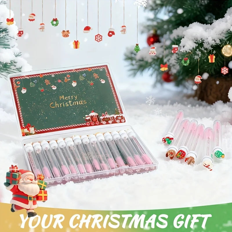 Christmas Crystal Lengthening Mascara 14Pcs/Box, Eyelash Extension Brush Tube Gift Set for Women