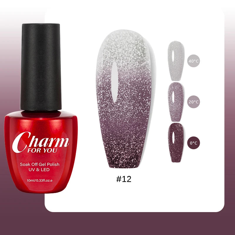 10ml Glitter Thermal Gel Nail Polish 3 Layers Temperature Changing Semi Permanant Soak Off UV LED Nail Art Gel Varnish DIY Gel