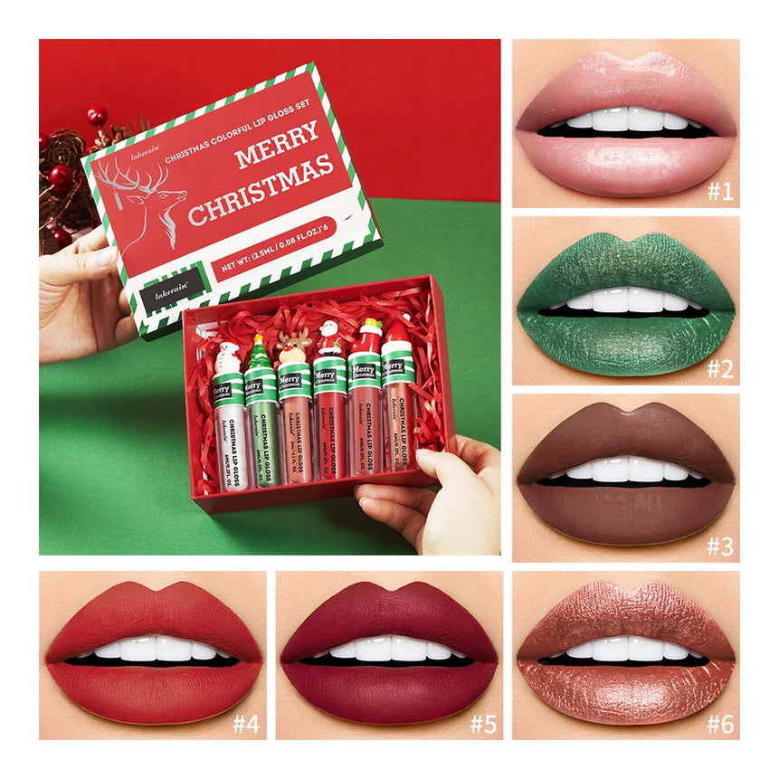 Christmas Colorful Lip Gloss Set Lip Stain Lipstick Woman Make Up Long Lasting Lipsticks Shiny Lip Gloss Pack Set Cosmetics Make