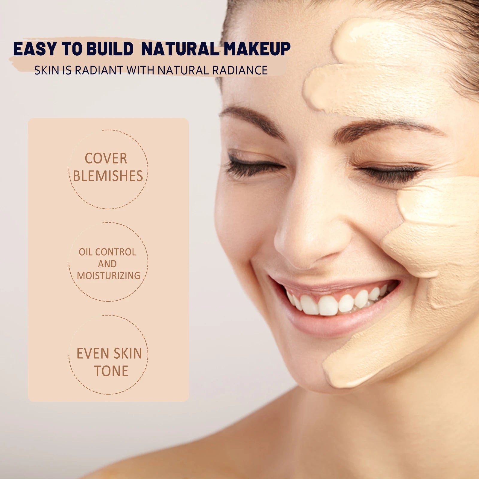 1/2/3pcs CC Cream Foundation Waterproof Brighten Moisturizing Foundation Concealer Oil-Control Sunscreen Spf 50 Makeup Product