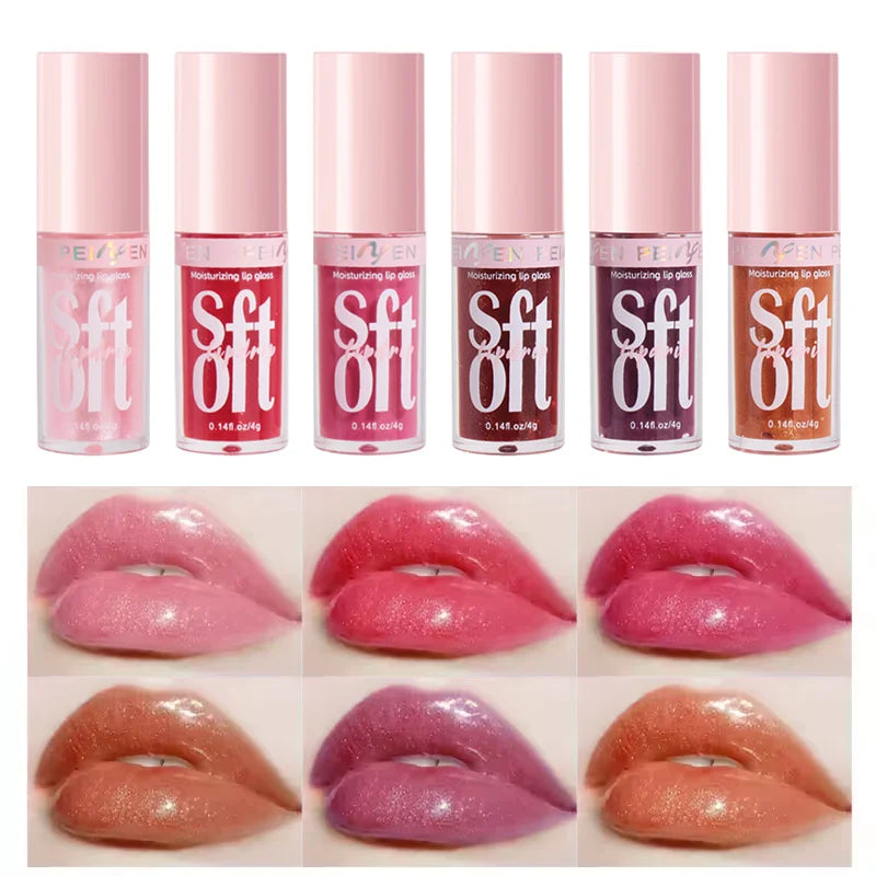 6PCS Moisturizing Lip Gloss Transparent Lip Oil Hydrating Lip Glaze Lip Plumper Hydrating Make Up Liquid Lipstick Lips Cosmetics