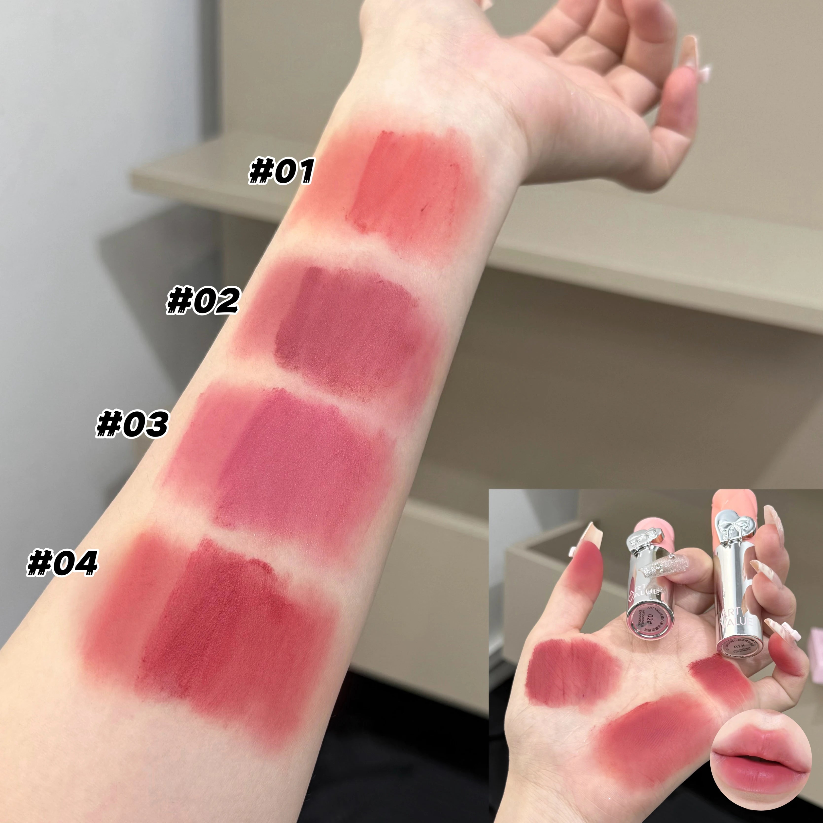 Red Tone Lip Glaze Matte Velvet Lipstick ART VALUE Long-lasting Whitening Non-fading Non-stick Cup Lip Cream Lip Mud