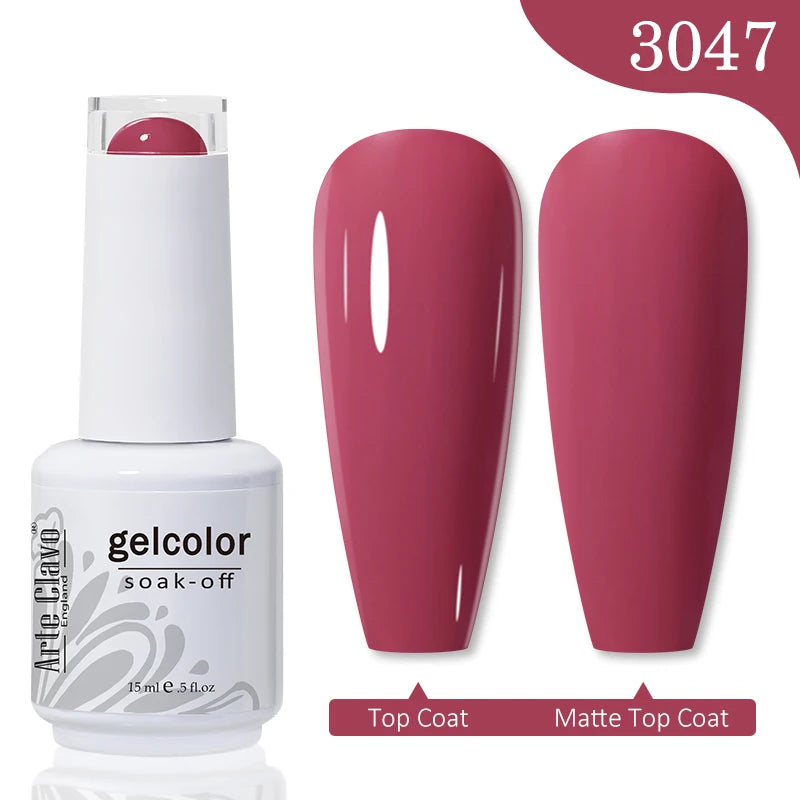 Arte Clavo 15ml Rose Red Pink Color Gel Nail Polish Autumn Winter Hot Sale Long Lasting Soak Off For Manicure Nail Art Gel