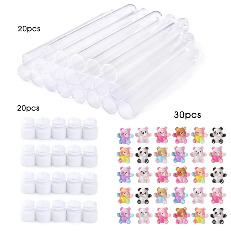 20Pcs Reusable Eyelash Brush Tube Christmas Style Disposable Mascara Wands Applicator with Tube Dust-proof Tubes Makeup Tools