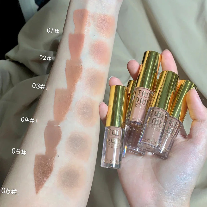 Glitter Liquid Eyeshadows 6 Color Contour Makeup Lasting Matte Natural Cheek Contour Blush Pigment Milk Coffee Shadow Cosmetics