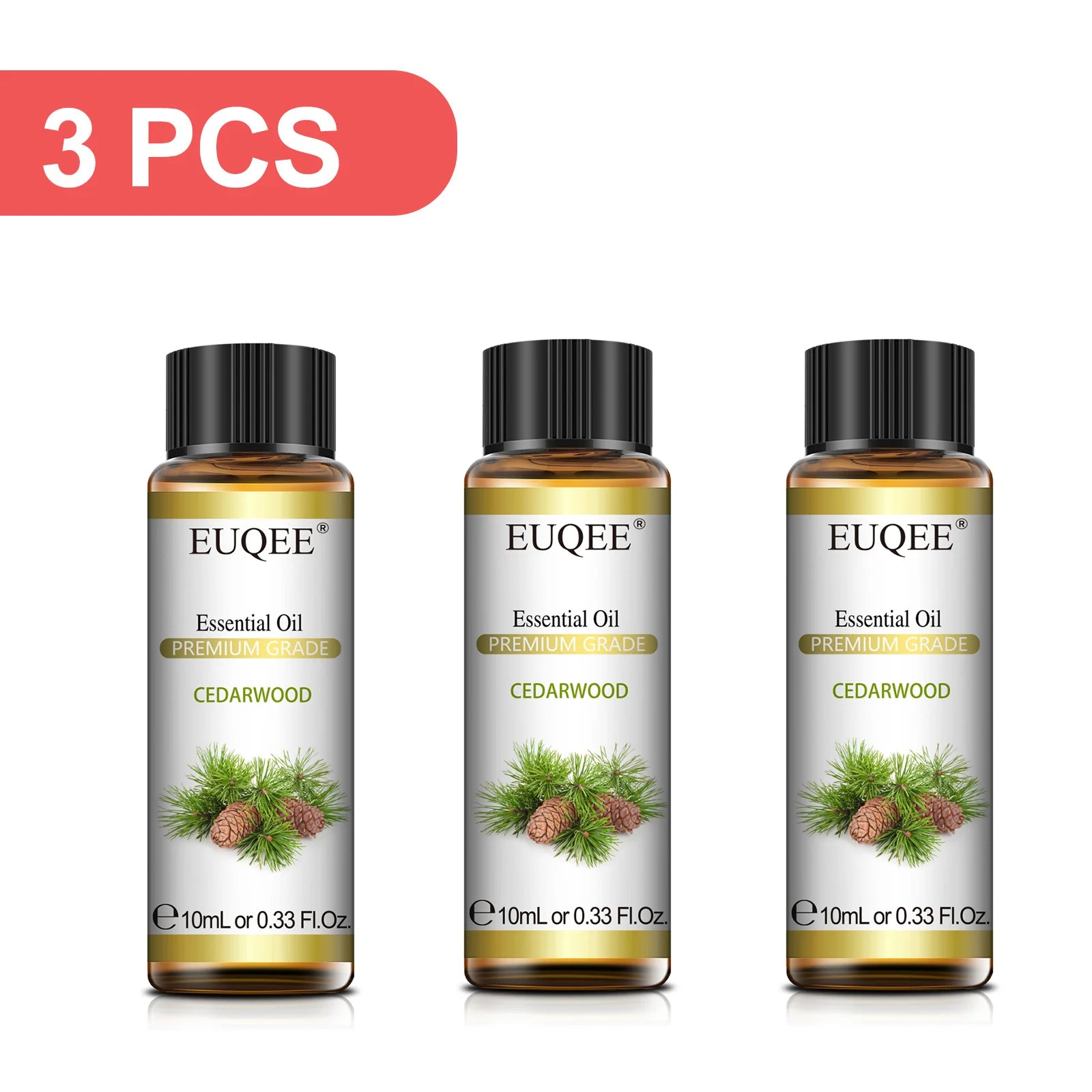 EUQEE 3PCS 10ml Pure Plant Essential Aromatherapy Oils Sandalwood Cedarwood Citronella Cinnamon Aroma for Humidifiers Diffusers