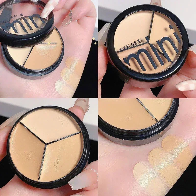 6.5g Natural 3-Color Concealer Palette Cover Dark Circles Acne Pores Creamy Texture Concealer Face Brightening Liquid Foundation