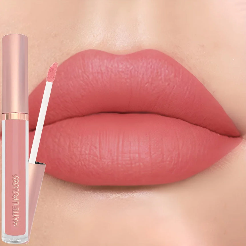 12Colors Creamy Matte Lip Gloss Long-lasting Velvet Non-drying Moisturizing Nude Berry Rose Lipstick Plump Lip Makeup Cosmetics