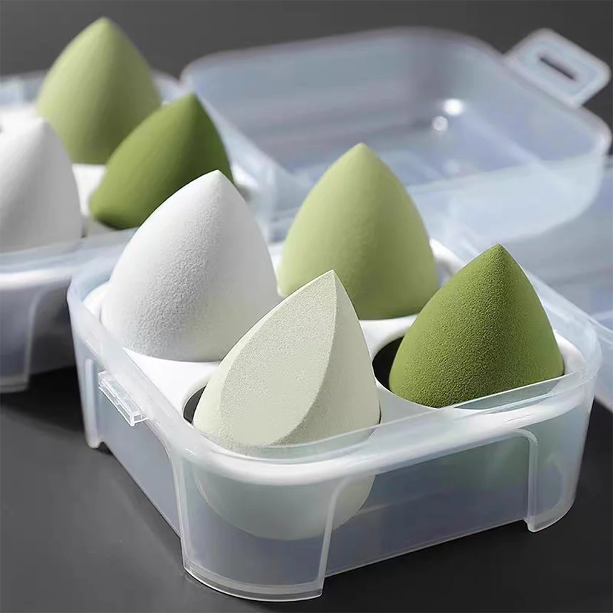 4pcs Makeup Sponge Set | Soft Latex-Free Foundation & Powder Puff | Flawless Blending, Skin-Friendly, Washable