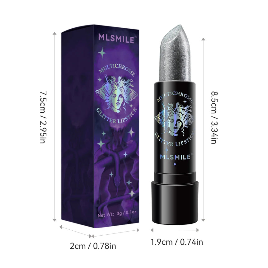 6Colors Glitter Lipstick Waterproof Long Lasting Diamond Pearlescent Metallic Lipstick Black Lipgloss Women Lips Makeup Cosmetic