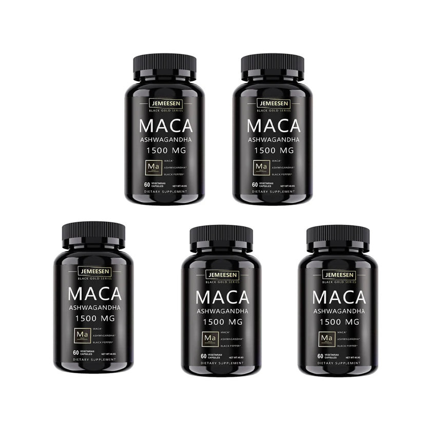 Organic Maca Root Powder Capsules 1500mg containing  Maca Root Extract,Ashwagandha,Black Pepper, Supplements for Men