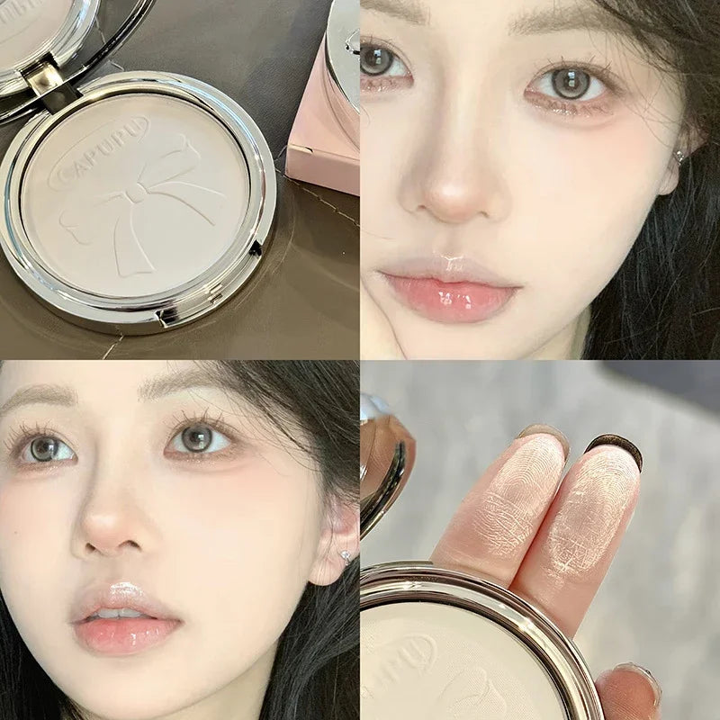 Matte White Face Pressed Powder 24 Hours Oil Control Clear Natural Powder Foundation Full Coverage Waterproof Makeup