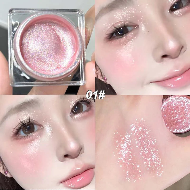 Pearl Gloss Highlighter Paste Makeup Wet Shine Diamond Glitter Eyeshadow Cream Monochrome Crystal Clear Sparkling Highlight Gel
