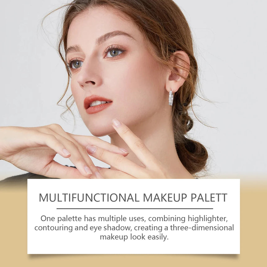 All-in-one Makeup Palette with Eye Shadow, Contouring, Blush, Highlighter, and Eyelid Brightening in One; Versatile Makeup