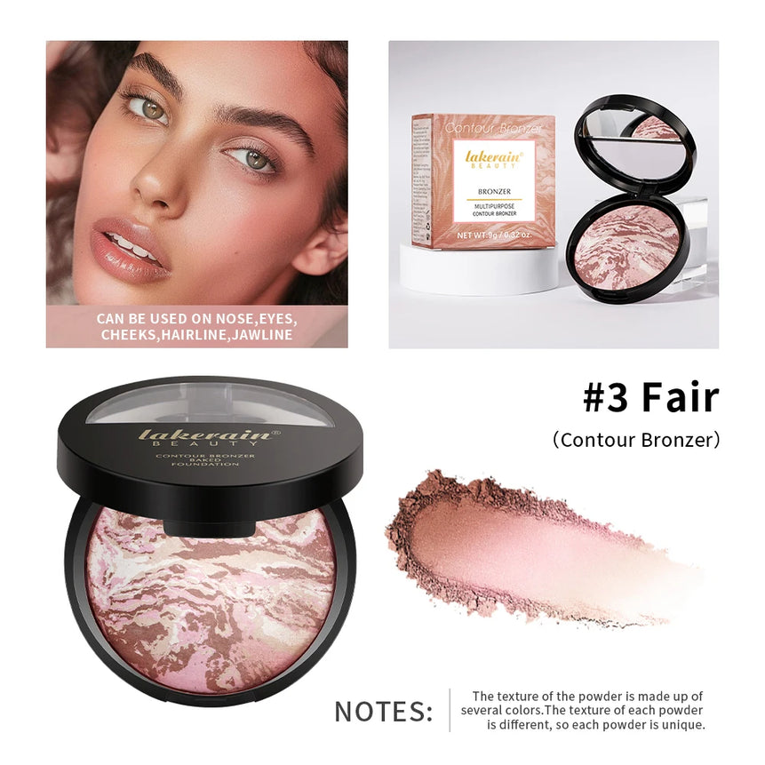 Demi Matte Natural Finish Baked Brighten Color Correcting Powder Foundation Buildable Light to Coverage Oil Control Makeup