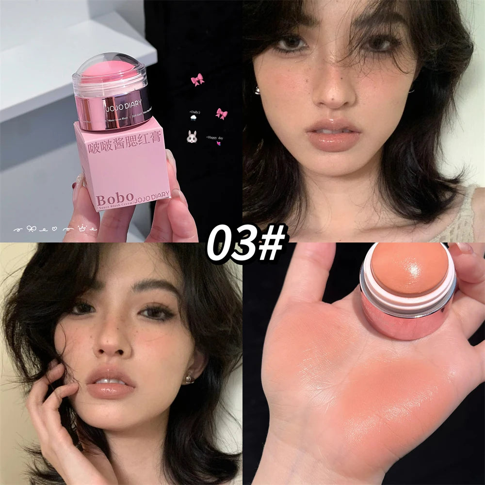 Matte Nude Apricot Blusher Cream Brighten Face Rouge Contouring Makeup Natural Mousse Blush Mud Peach Cream Cheek Tint Cosmetics