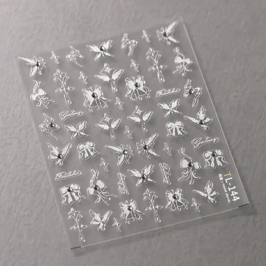 1pcs 5D Rhinestones Butterfly Nail Stickers Kawaii AB Shiny Butterfly Adhesive Nail Art Decorations Decal Design Manicure Tools