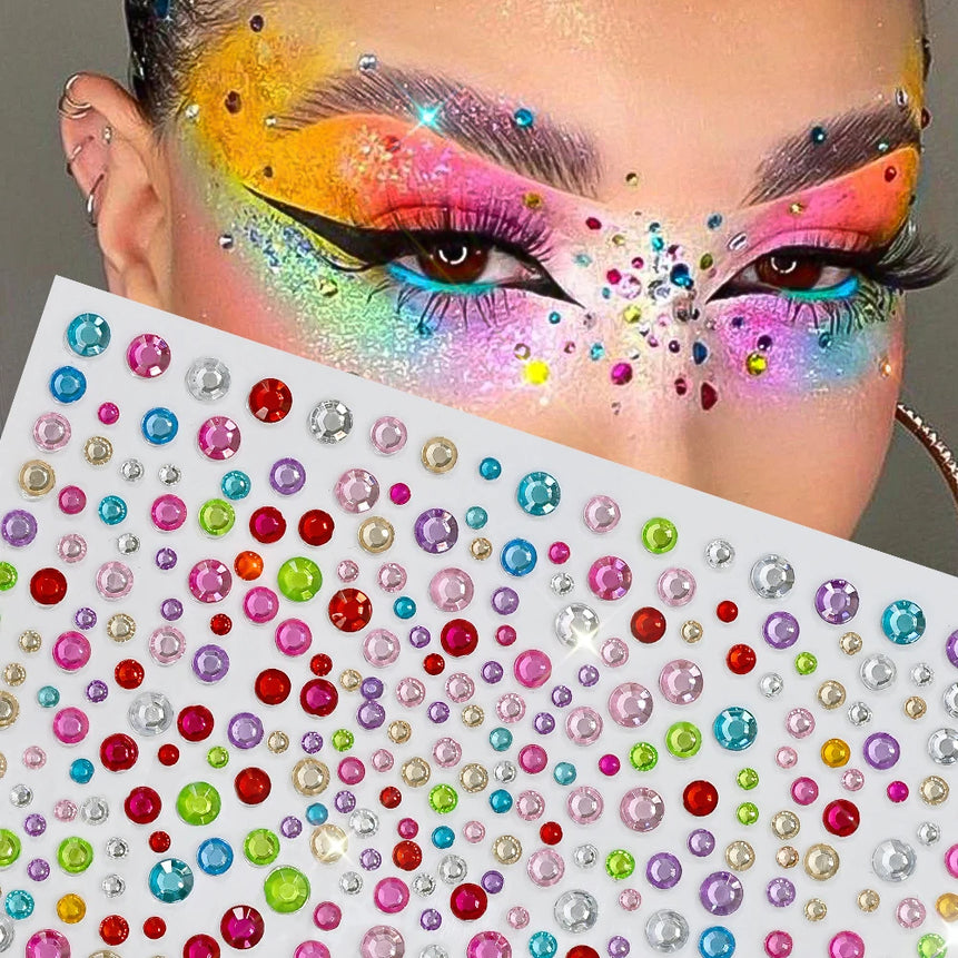 1pc Red Face Gems Jewels Rhinestone Stickers Self Adhesive Gems Stickers DIY Bling Jewel Crystal Sticker for Hair Face Eyes Body