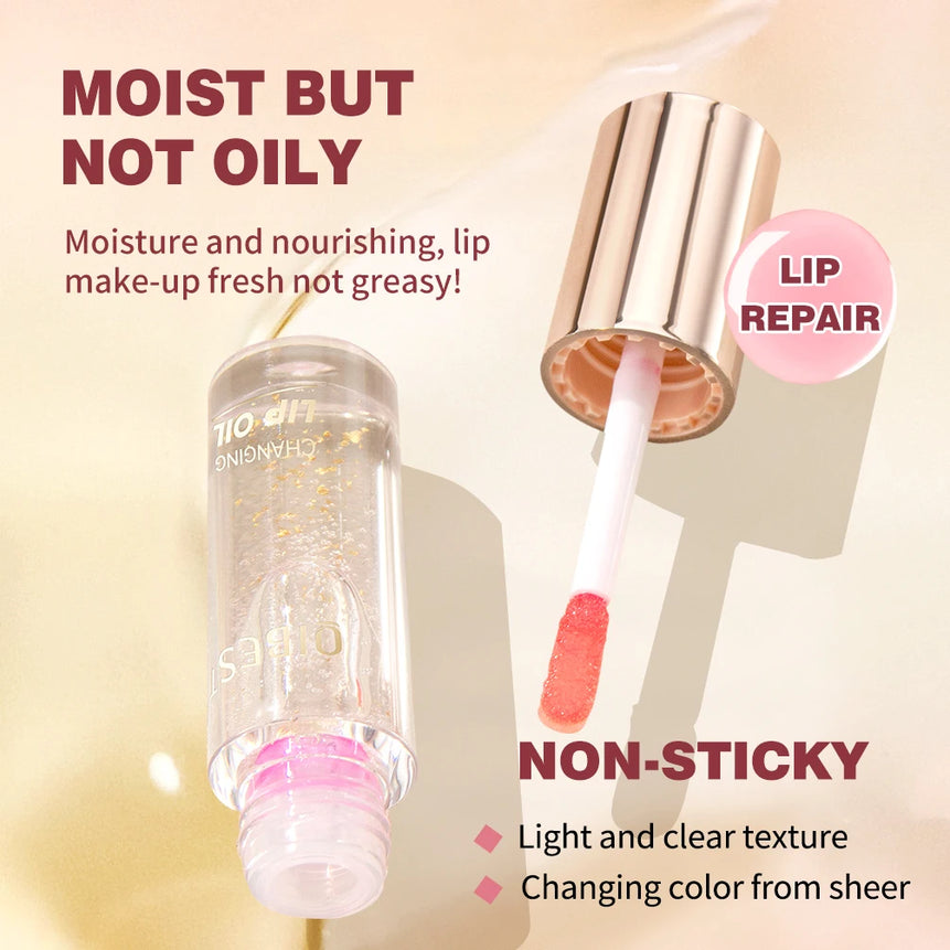 QIBEST Color Changing Lip Oil Moisturizing Transparent Jelly Lip Balm Long-term Lipgloss Nourishes Lip Plumper Oil Makeup New