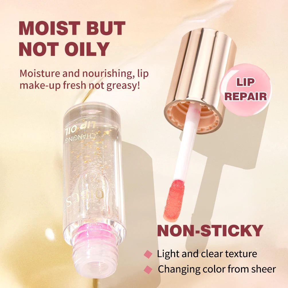 QIBEST Color Changing Lip Oil Moisturizing Transparent Jelly Lip Balm Long-term Lipgloss Nourishes Lip Plumper Oil Makeup New
