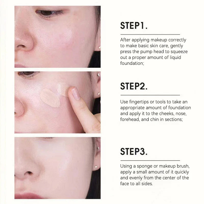 The liquid foundation is light, matte, naturally brightening off makeup