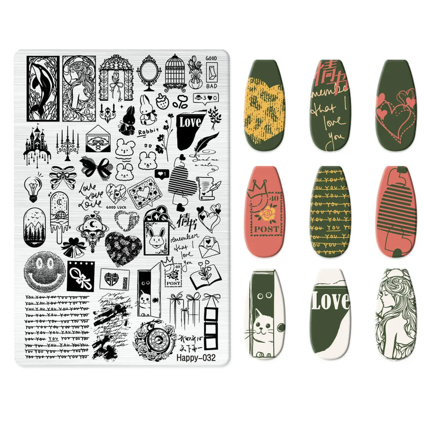 Maple Leaf Nail Stamping Plates Autumn Winter Leaves Design Polish Stencil Nail Printing Stamp Image Manicure Mold Stencil Tool