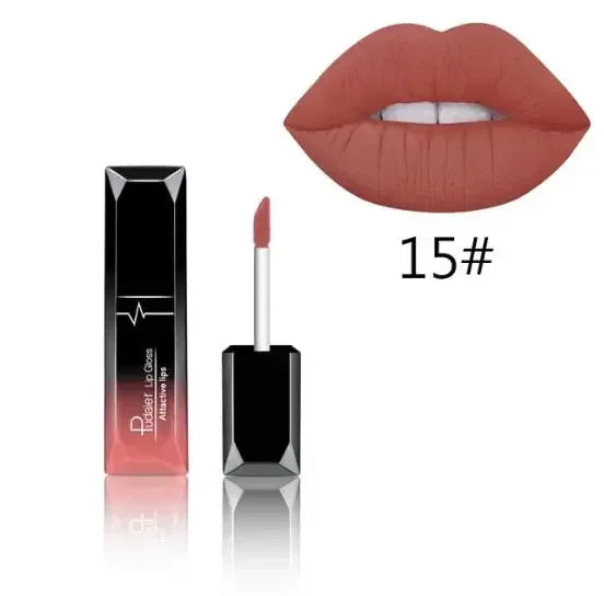 Matte Lips Makeup Waterproof lipgloss  Velvet liquid matte lipstick Long Lasting  Nude Lip Gloss Cosmetics P1201#