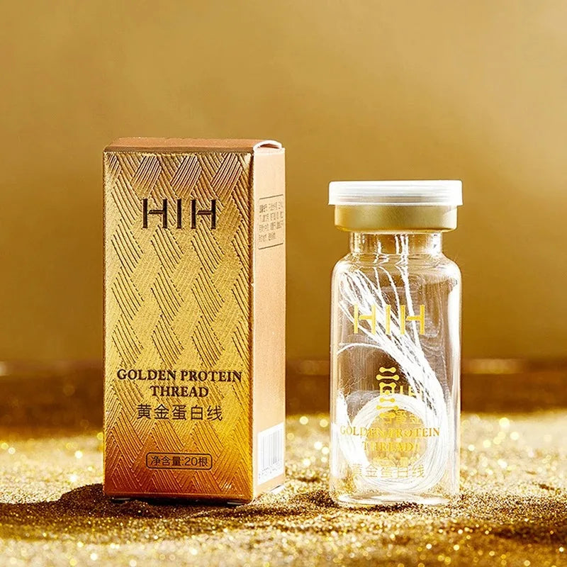 Soluble Face Lifting Threads Collagen Facial Essence Protein Peptide Gold Silk Wire Face Serum for Anti-Aging Firming Skin
