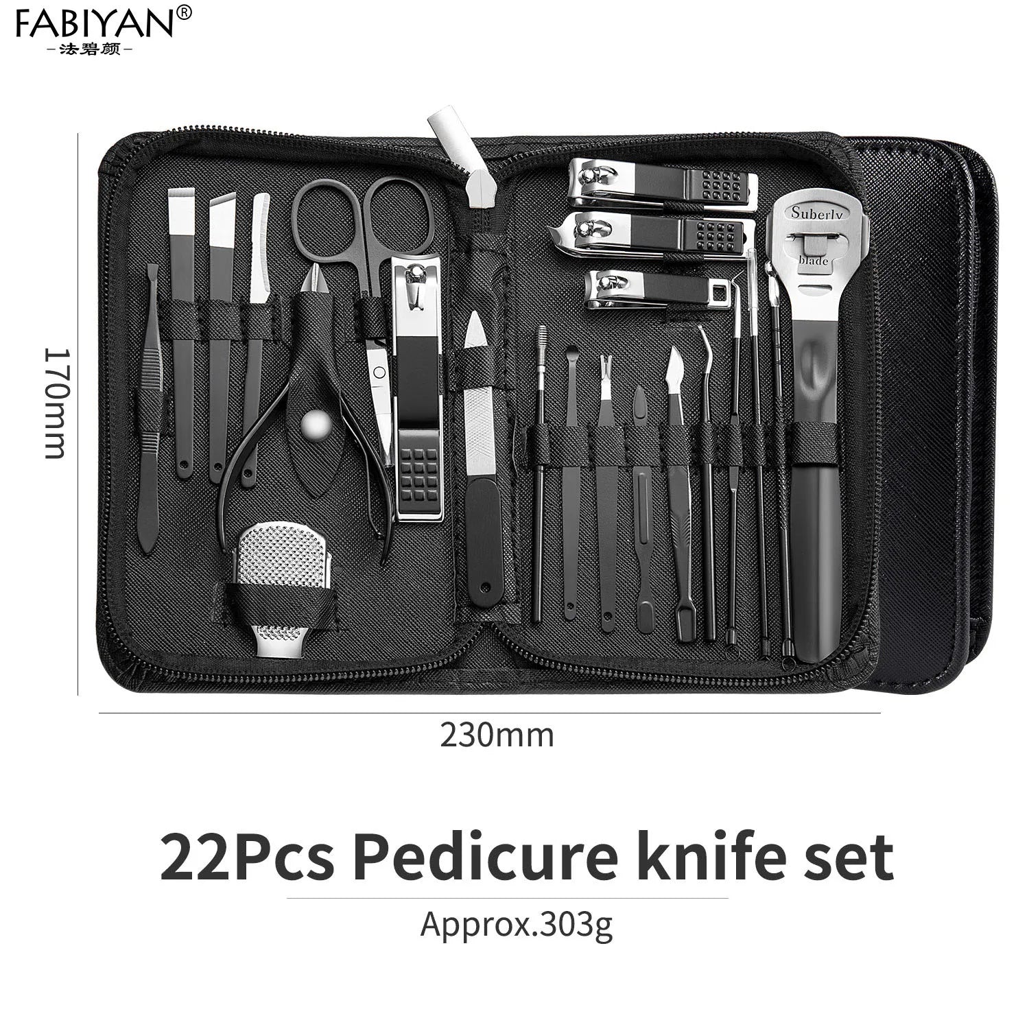 Green 7-22Pcs  Nail Art Cutter Pedicure Scissors Nail Clipper Tool Set Manicure Pedicure Dead Skin Remover With Case