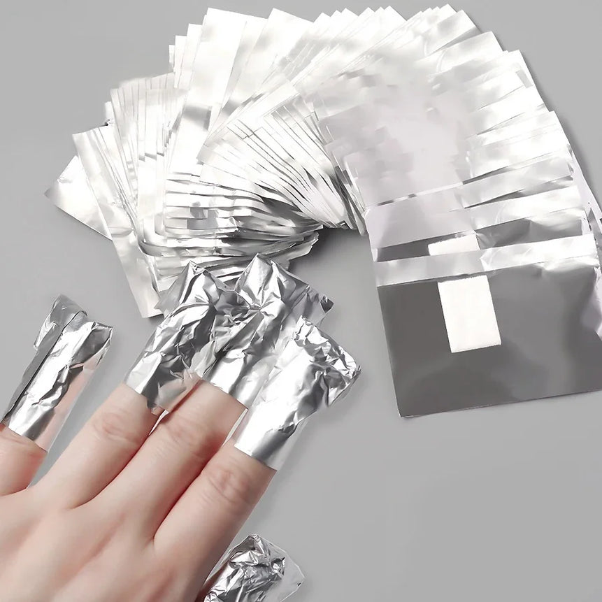 100Pcs Bag Aluminium Foil Nail Art Soak Off Polish Nail Removal Wraps Towel Gel  Remover Manicure Tool