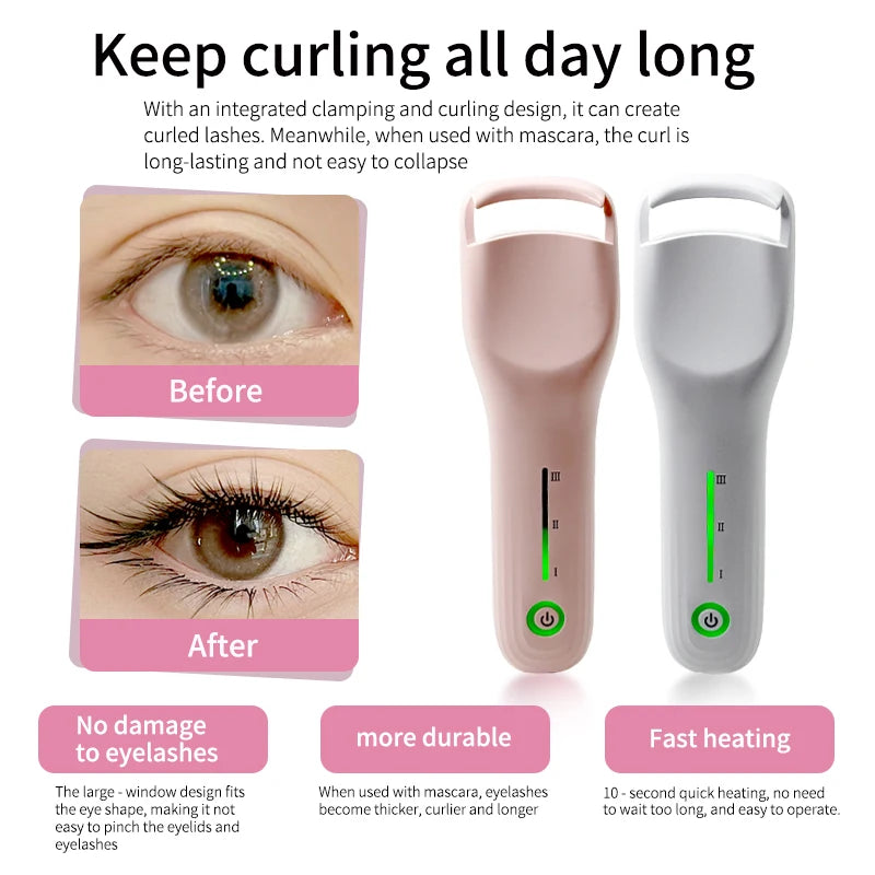 Wide Angle Electric Eyelash Curler, 3-Temperature Settings,  Memory Function for Preferred Settings, Essential Eye Makeup Tool