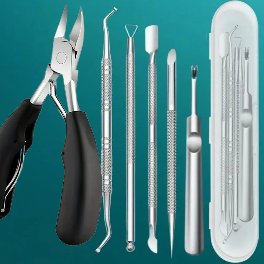 6pcs Stainless Steel Nail Polish Remover Tool Set,Gel Scraper Manicure Pedicure Kit,Suitable for Fingernails and nail scissors