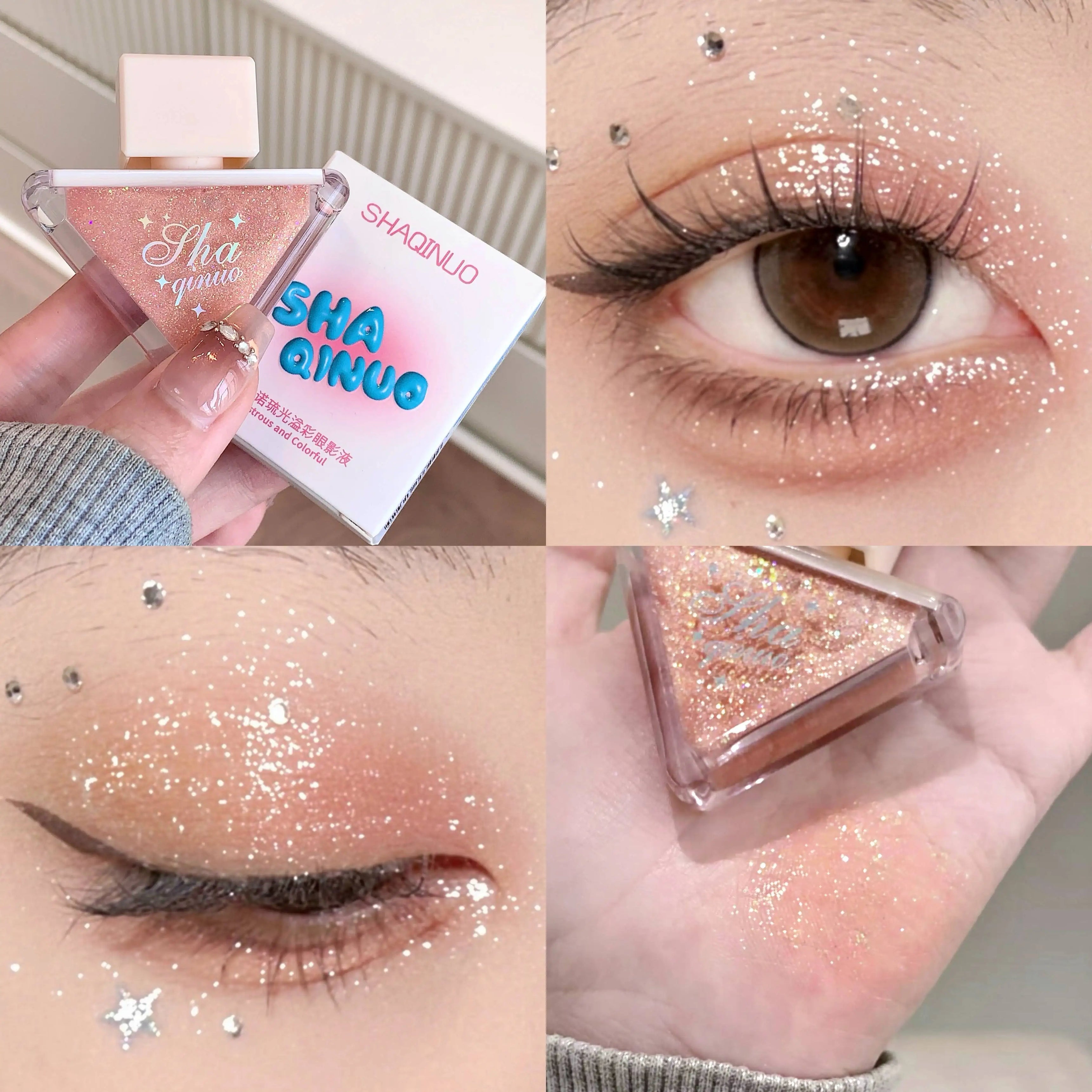 SHAQINUO Glazed Eyeshadow Liquid Pearlescent Glitter Brightens Highlight Silkworm Liquid Eyeshadow