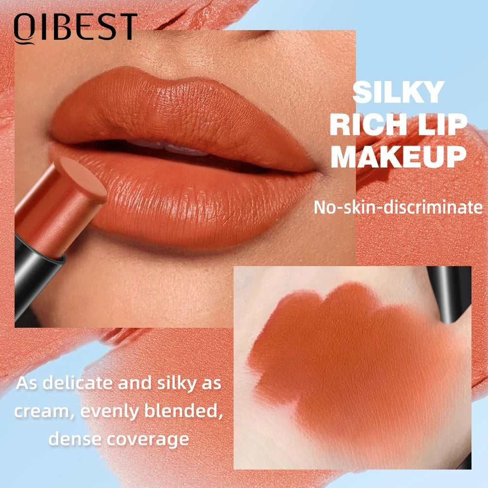 QIBEST Nude Velvet Matte Lipstick Long-lasting Highly Pigmented Lip Tint Not Stick Cups Red  Green Orange Black White Lip Stain