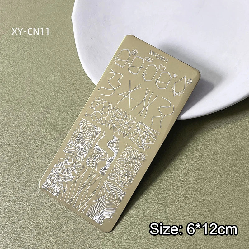 Gold Nail Stamping Plates Bow Lace Butterfly Flower Leaf Stainless Steel Stencil Nail Art Stamps Geometry Template Transfer Mold