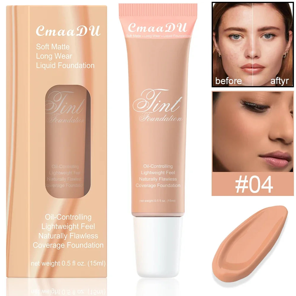 4 Colors Liquid Foundation High Coverage Makeup Base Cream Lasting Concealer BB Cream Matte Finish Waterproof Face Corrector