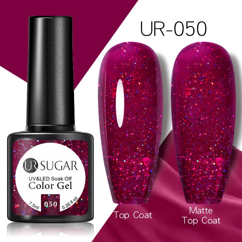 UR SUGAR 7.5ml Rose Glitter Solid Color Gel Nail Polish Jelly Nude Pink Semi Permanent DIY Nail Art UV LED Soak Off Gel
