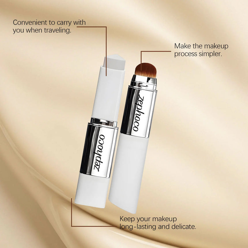 2-in-1 Color-Changing Foundation Stick - With Brush & Cream, Lightweight & Waterproof, Blends Seamlessly & Natural Finish