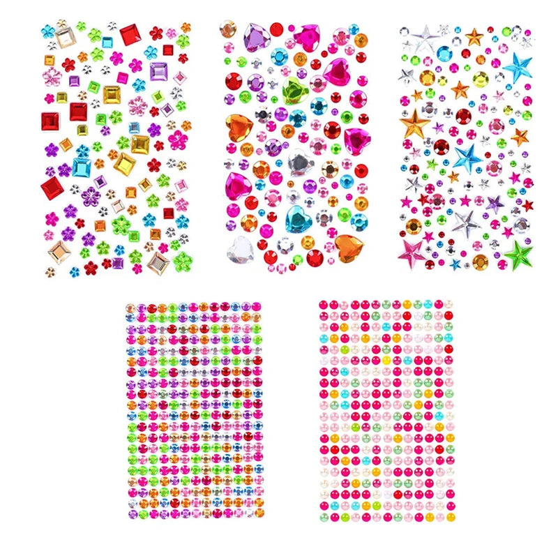 880pcs Gem bead Stickers Rhinestones for Crafts Self Adhesive Jewels Acrylic DIY Craft Decorative Diamond Stickers for Girls kid