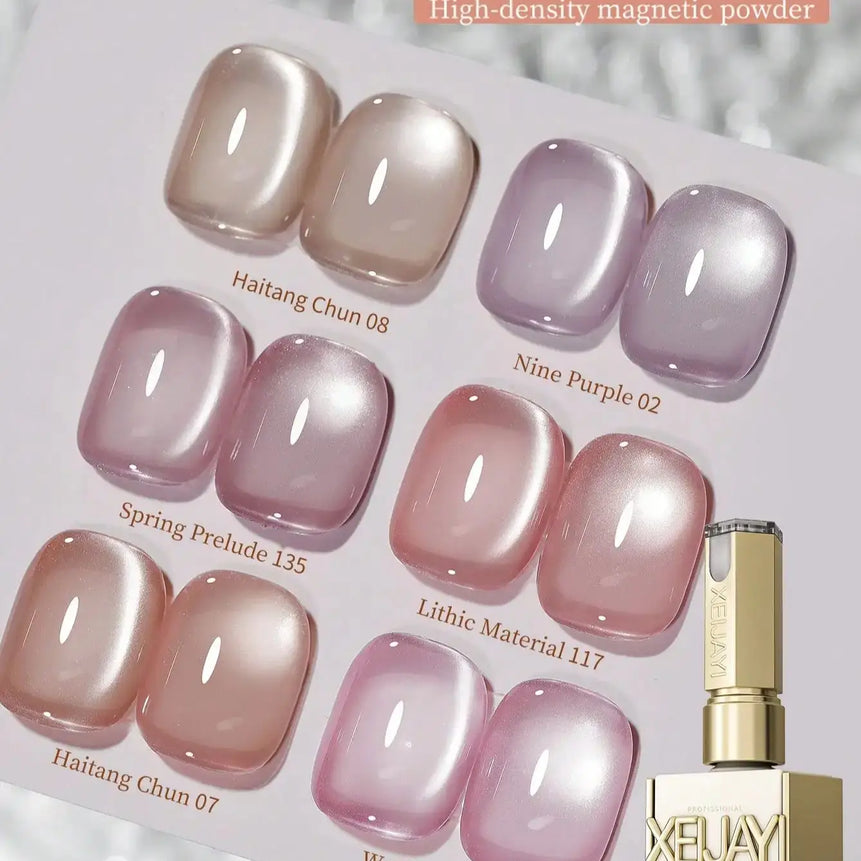 XEIJAYI 6Pcs 15ML Pink Series cat eye Nail Gel polish set Semi Permanent Nail Art Soaking UV LED Nail Salon DIY Nail Salon Gel F