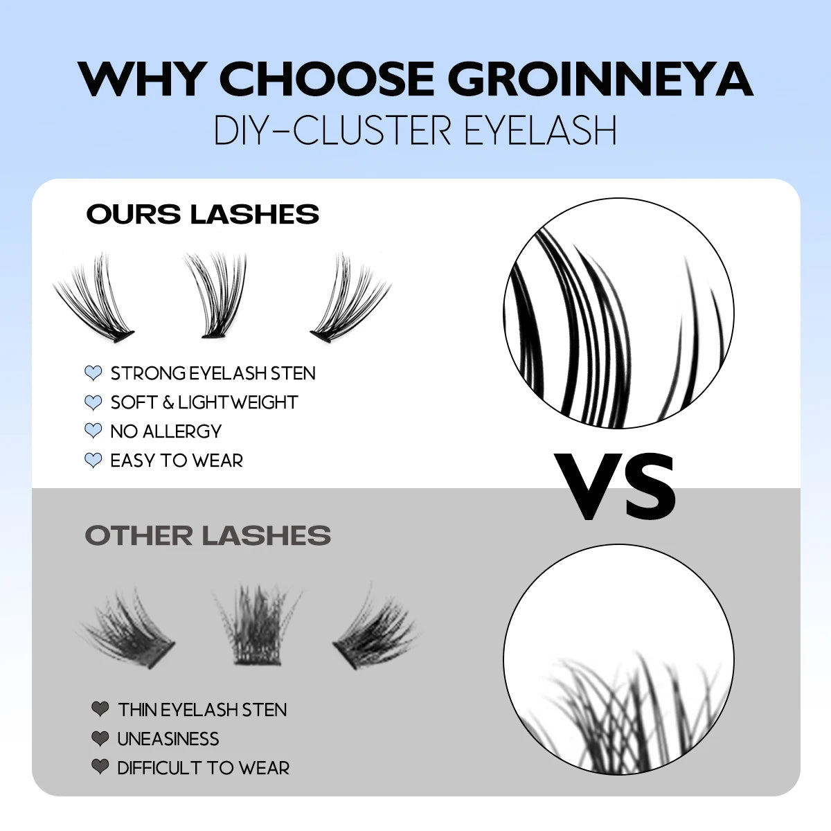 GROINNEYA DIY Lash Extension Kit Natural Volume Includes Eyelash Tweezers Bonding Glue For Salon-Quality Results at Home Makeup