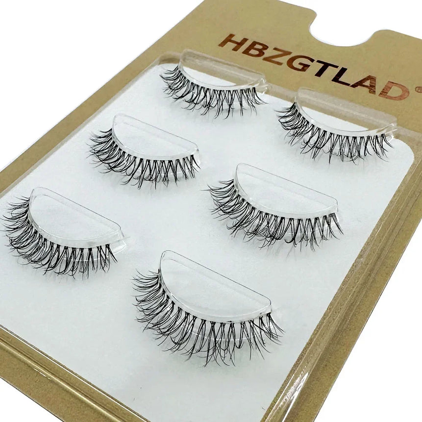NEW 3Pairs 5d Mink Lashes 3D Mink Eyelashes Invisible Band Natural Black Mink False Eyelash Full Strip cilios posticos Reusable