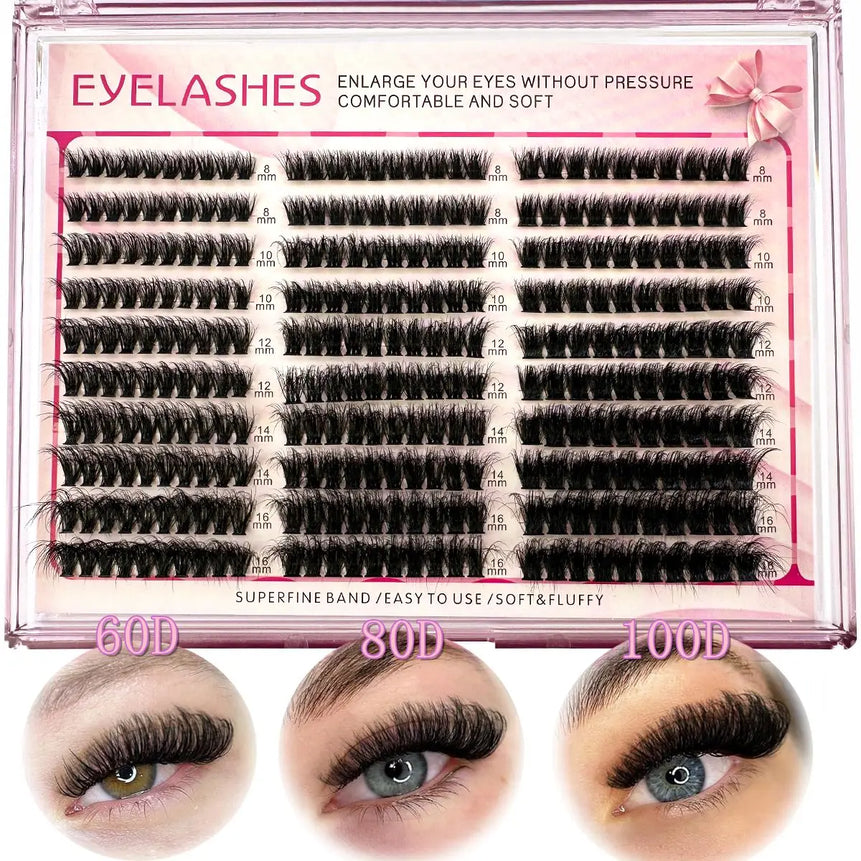 30Rows Cluster Eyelash Extension 8-16mm Mix Fluffy Thick Lash Clusters 60D80D100D Wispy Individual Eyelash Extension Cluster
